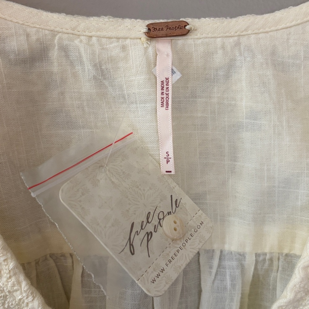 SOLD/NOT FOR SALE Free People Laurie Embroidered Blouse Boho Small Victorian - Picture 2 of 11